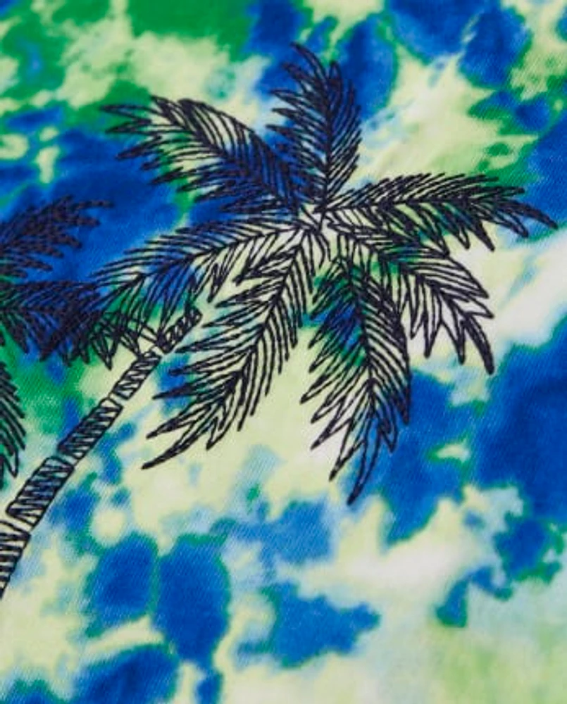 Boys Tie Dye Palm Tree Top - Music Festival