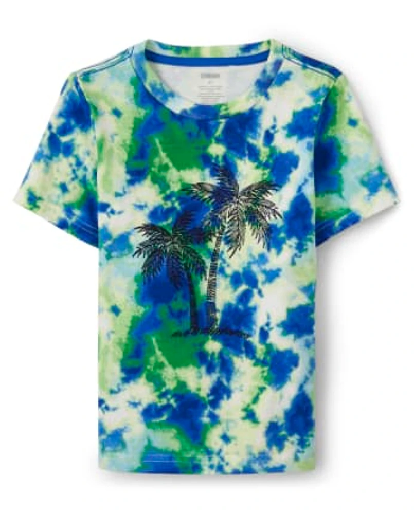 Boys Tie Dye Palm Tree Top - Music Festival