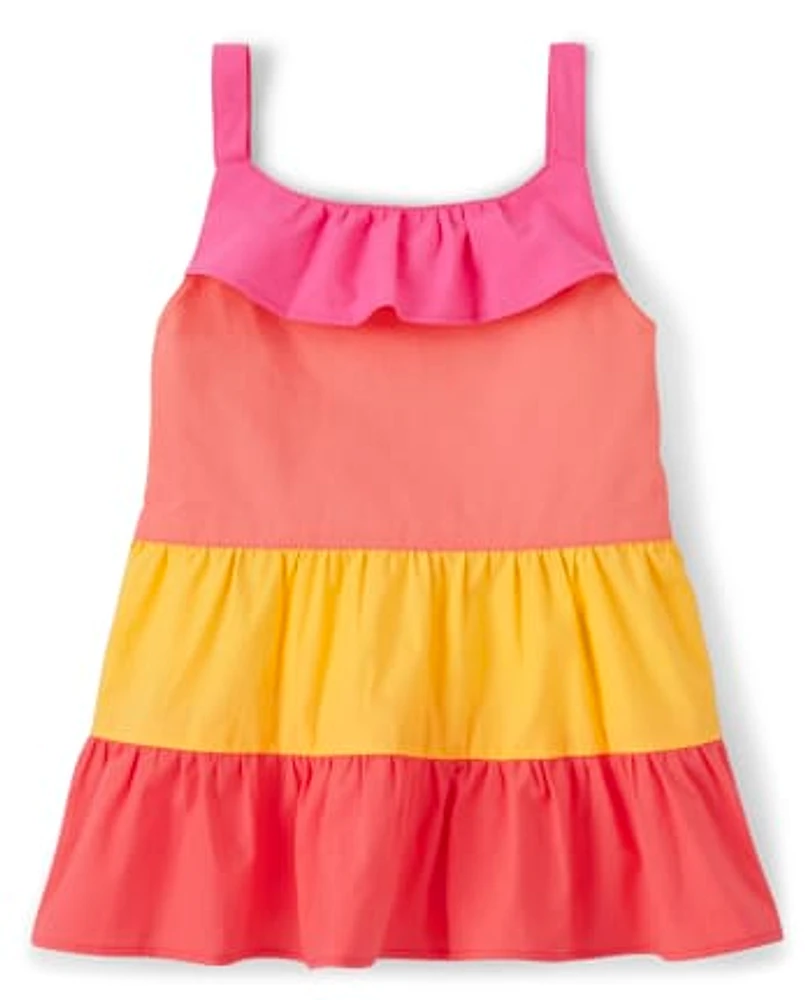 Girls Colorblock Tiered Top - Pineapple Punch