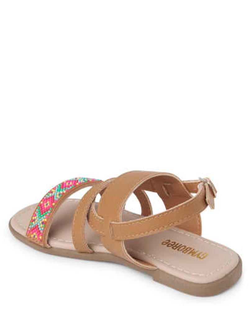 Girls Embroidered Sandals - Music Festival