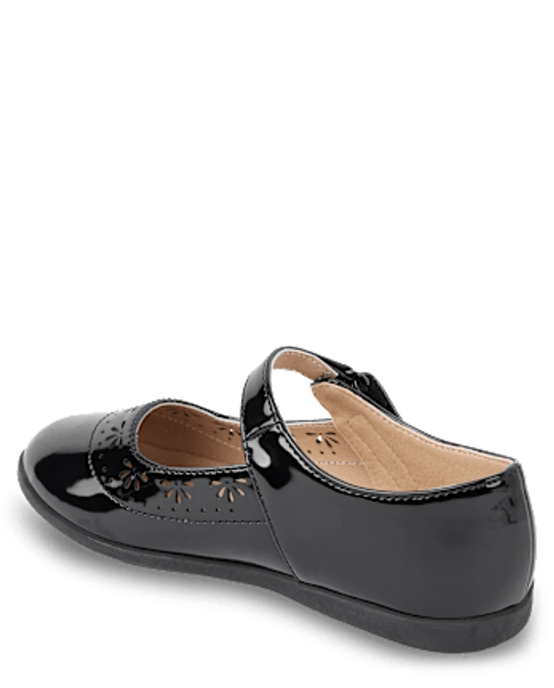 Girls Perforated Mary Jane Flats - Uniform