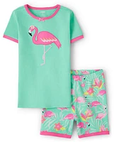 Girls Flamingo Snug Fit Cotton Pajamas - Gymmies