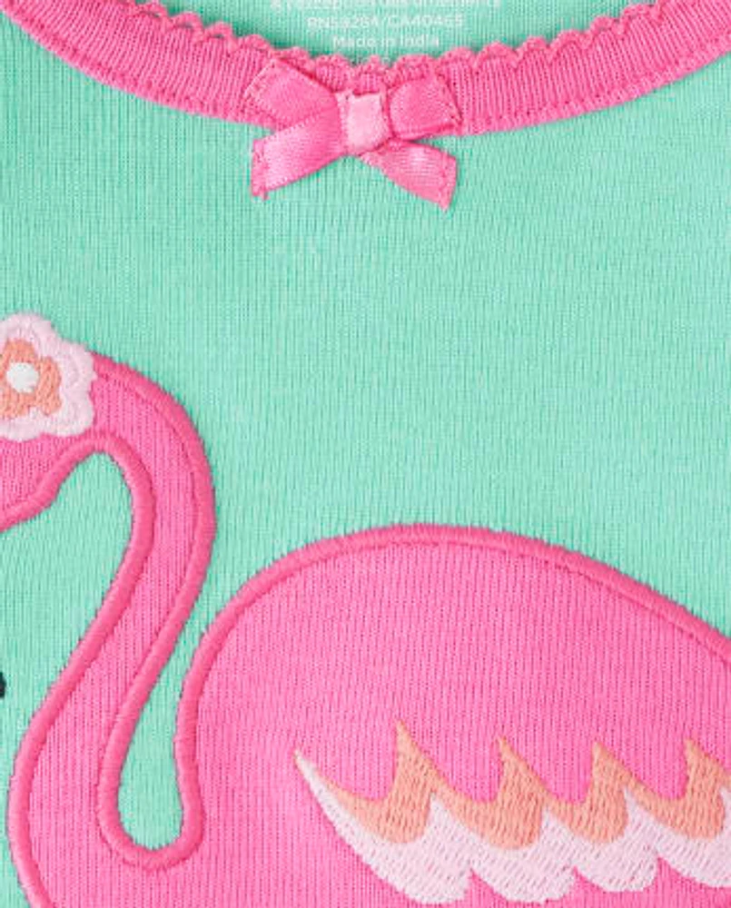 Girls Flamingo Snug Fit Cotton Pajamas - Gymmies