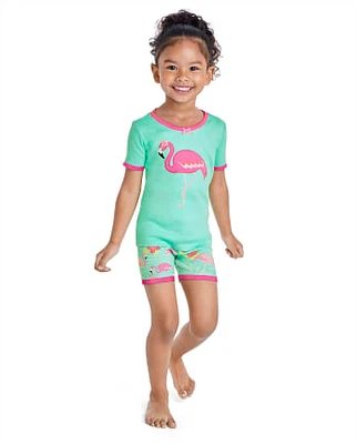 Girls Flamingo Snug Fit Cotton Pajamas - Gymmies