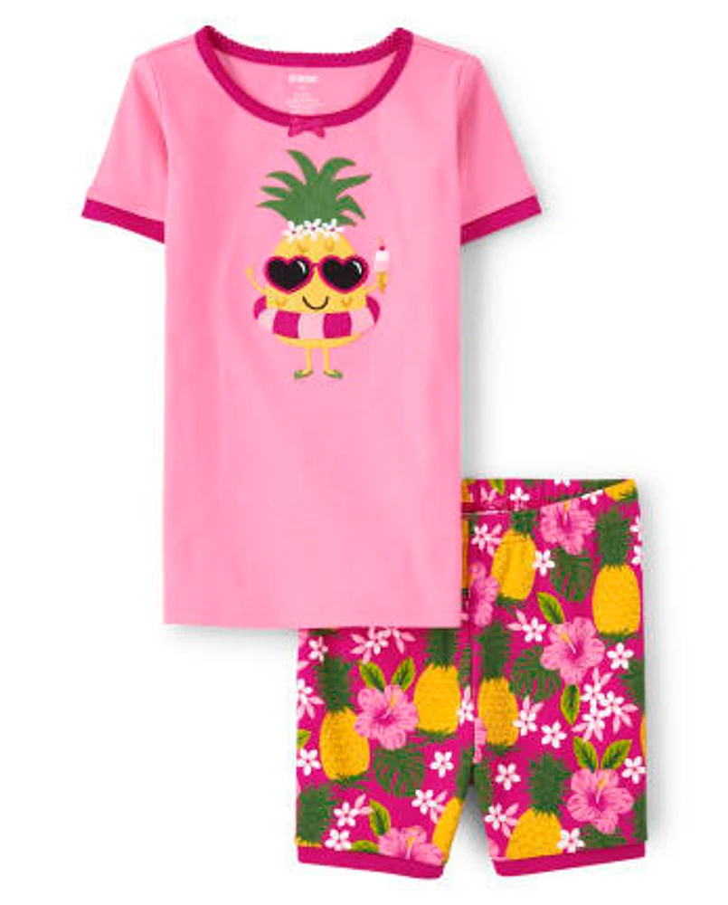 Girls Pineapple Snug Fit Cotton Pajamas - Gymmies