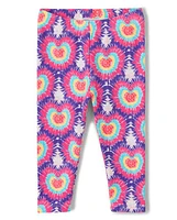 Girls Tie Dye Heart Capri Leggings - Music Festival