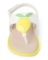 Girls Applique Lemon Sandals - Citrus & Sunshine