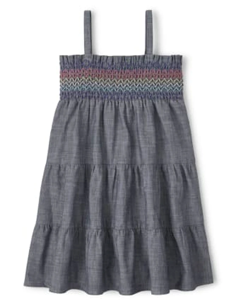 Girls Smocked Tiered Dress - Music Festival