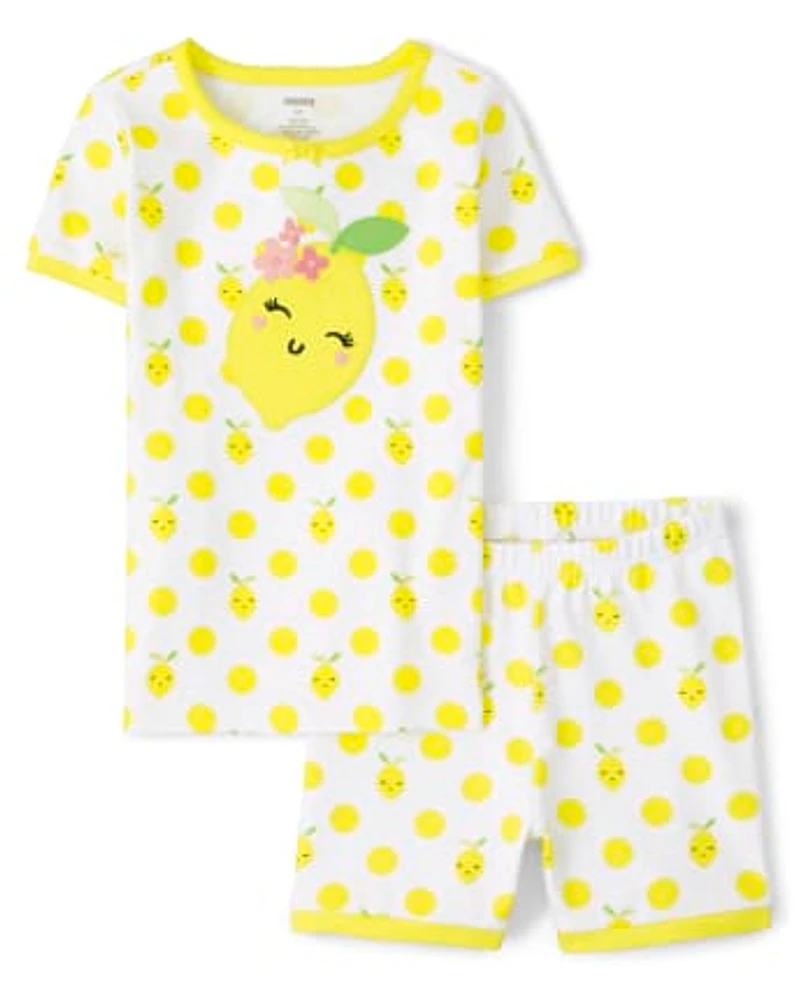 Girls Lemon Snug Fit Cotton Pajamas - Gymmies