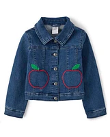 Girls Apple Denim Jacket - Head of the Class