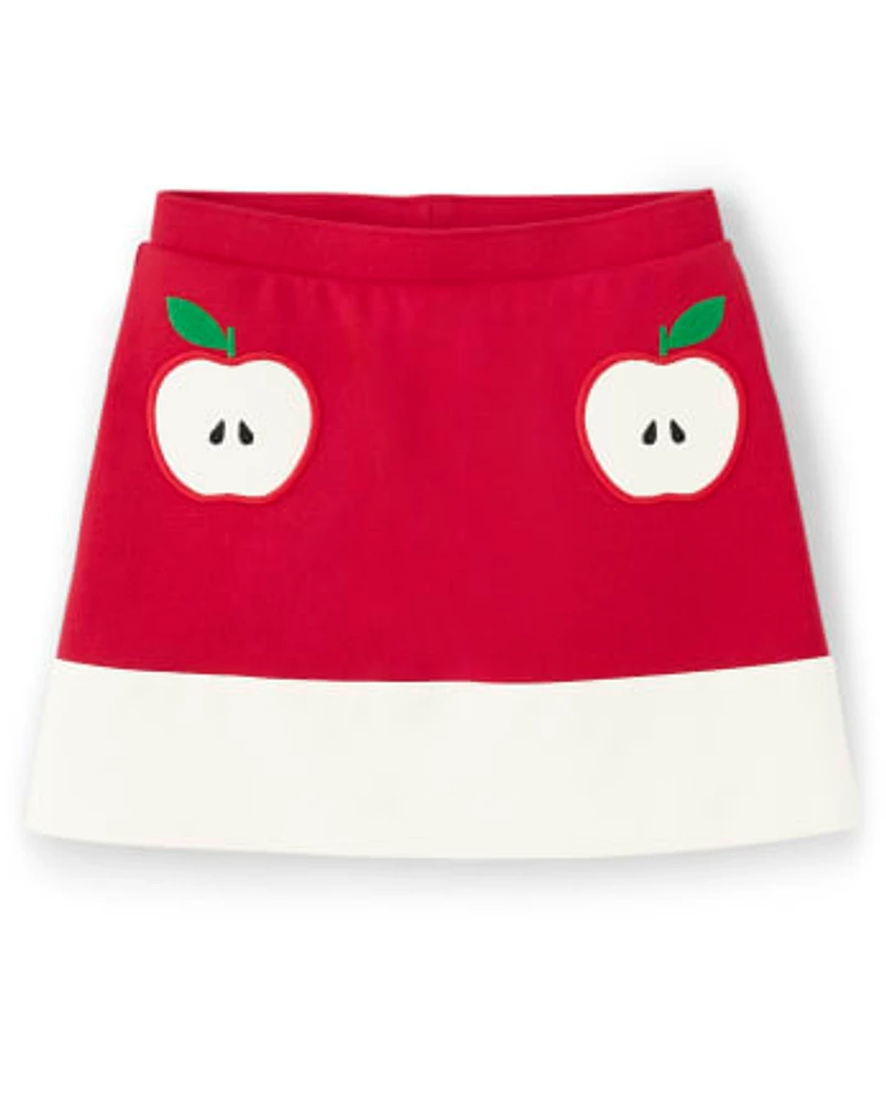 Girls Applique Apple Ponte Skort - Head of the Class