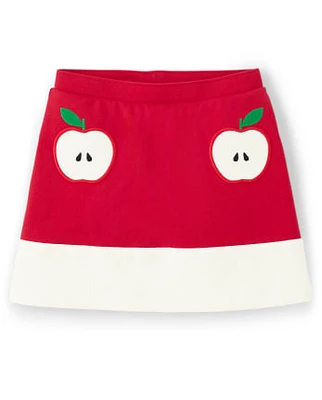 Girls Applique Apple Ponte Skort - Head of the Class