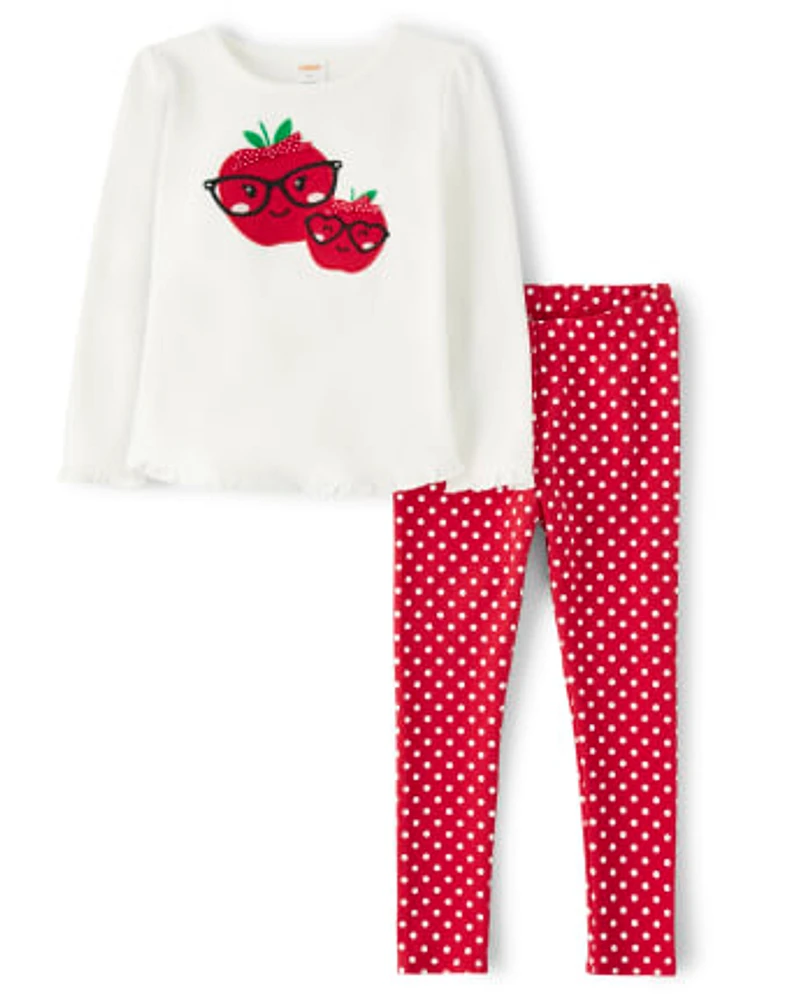 Girls Apple Top And Dot Legging Set - Head of the Class