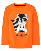 Boys Embroidered Raccoon Mummy Top - Trick or Treat