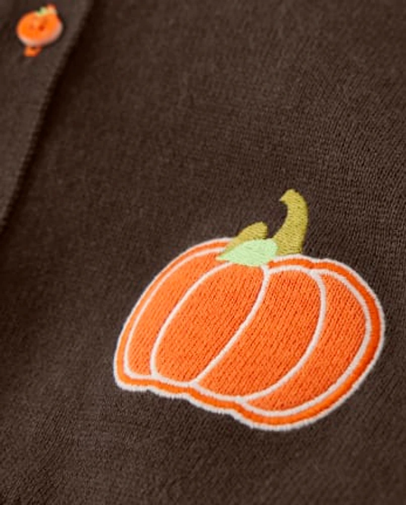 Girls Applique Pumpkin Cardigan - Perfect