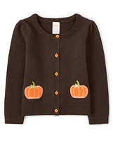 Girls Applique Pumpkin Cardigan - Perfect