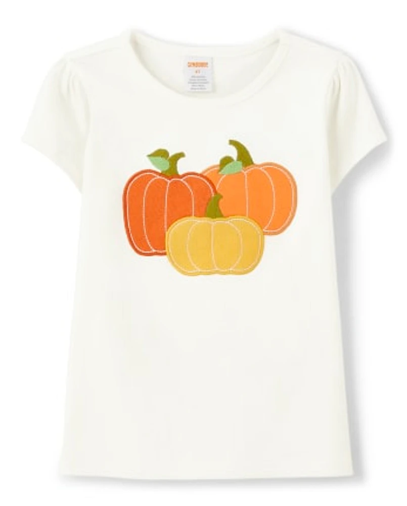 Girls Embroidered Pumpkin Top - Perfect