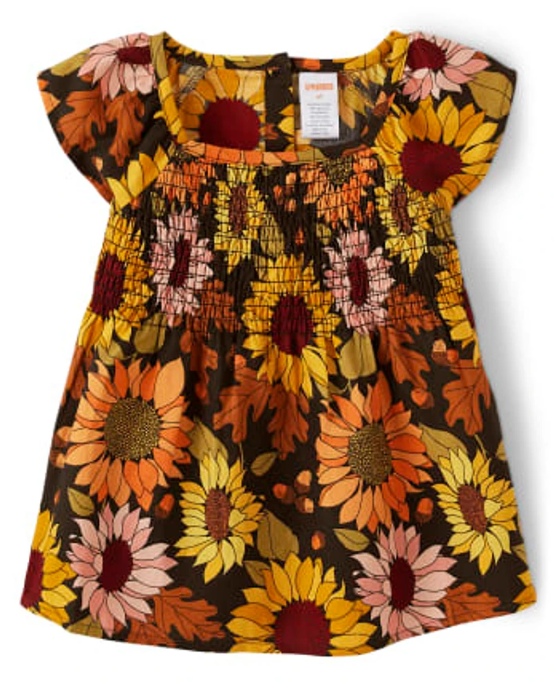 Girls Sunflower Ruffle Top - Autumn Harvest