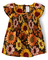 Girls Sunflower Ruffle Top - Autumn Harvest