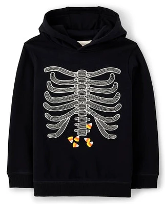 Boys Embroidered Skeleton Hoodie - Trick or Treat