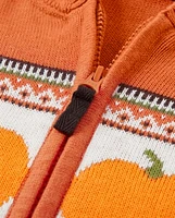 Kids Pumpkin Fairisle Zip Up Hoodie - Perfect