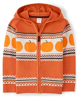 Kids Pumpkin Fairisle Zip Up Hoodie - Perfect