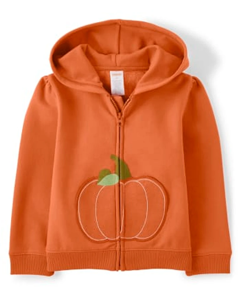 Girls Pumpkin Zip Up Hoodie - Perfect