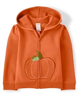 Girls Pumpkin Zip Up Hoodie - Perfect