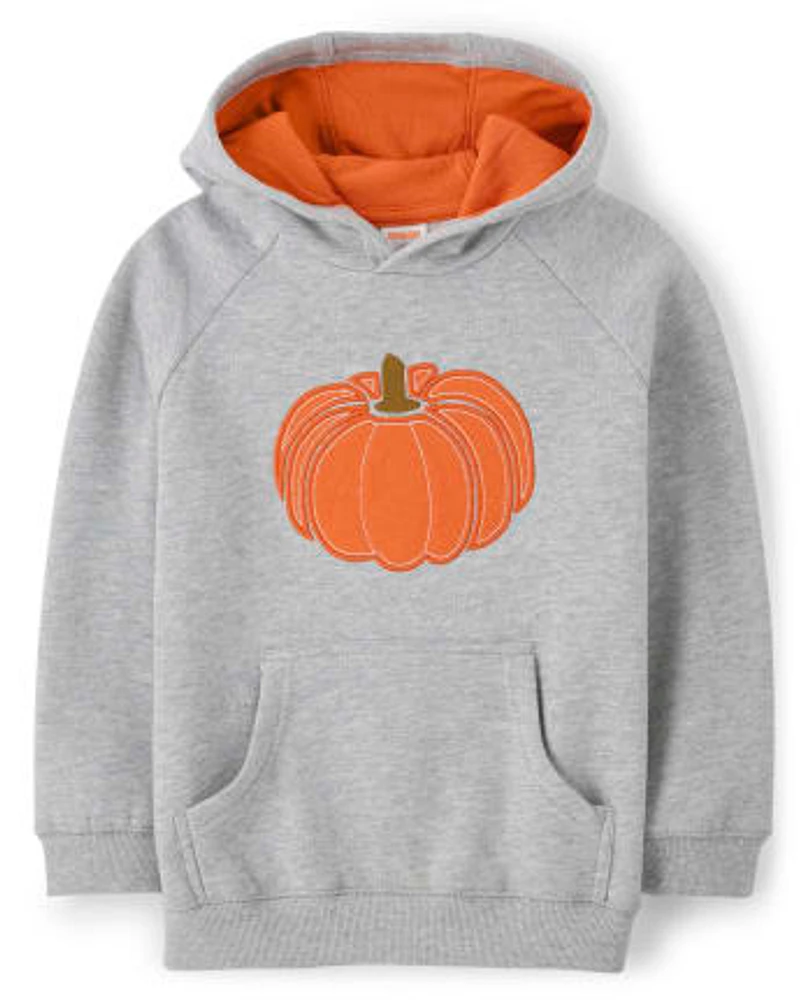 Boys Embroidered Pumpkin Hoodie - Perfect