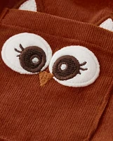 Girls Owl Corduroy Romper - Autumn Harvest