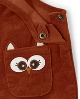 Girls Owl Corduroy Romper - Autumn Harvest