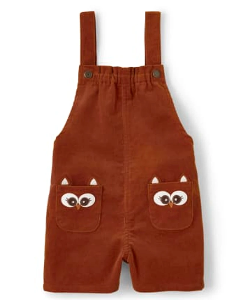 Girls Owl Corduroy Romper - Autumn Harvest