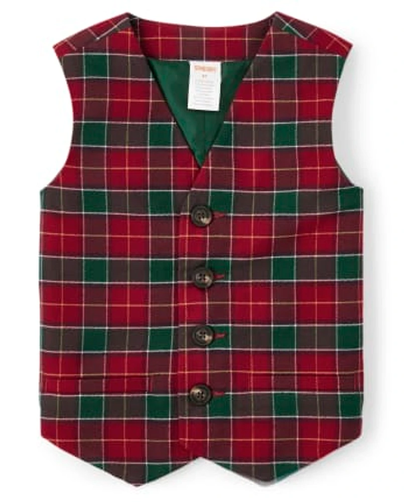 Boys Plaid Vest - Holiday Traditions