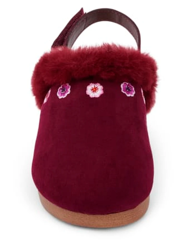 Girls Embroidered Flower Clogs - Spice Market