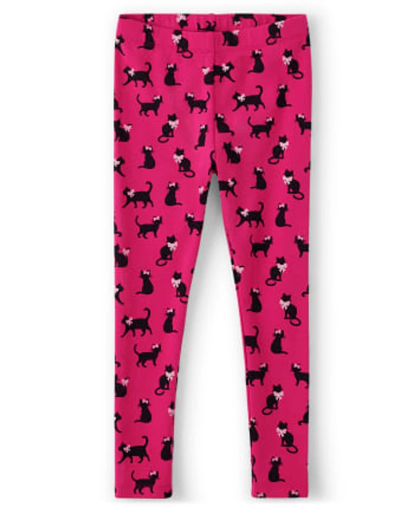 Leggings Fille Cat - Purrrfect en rose