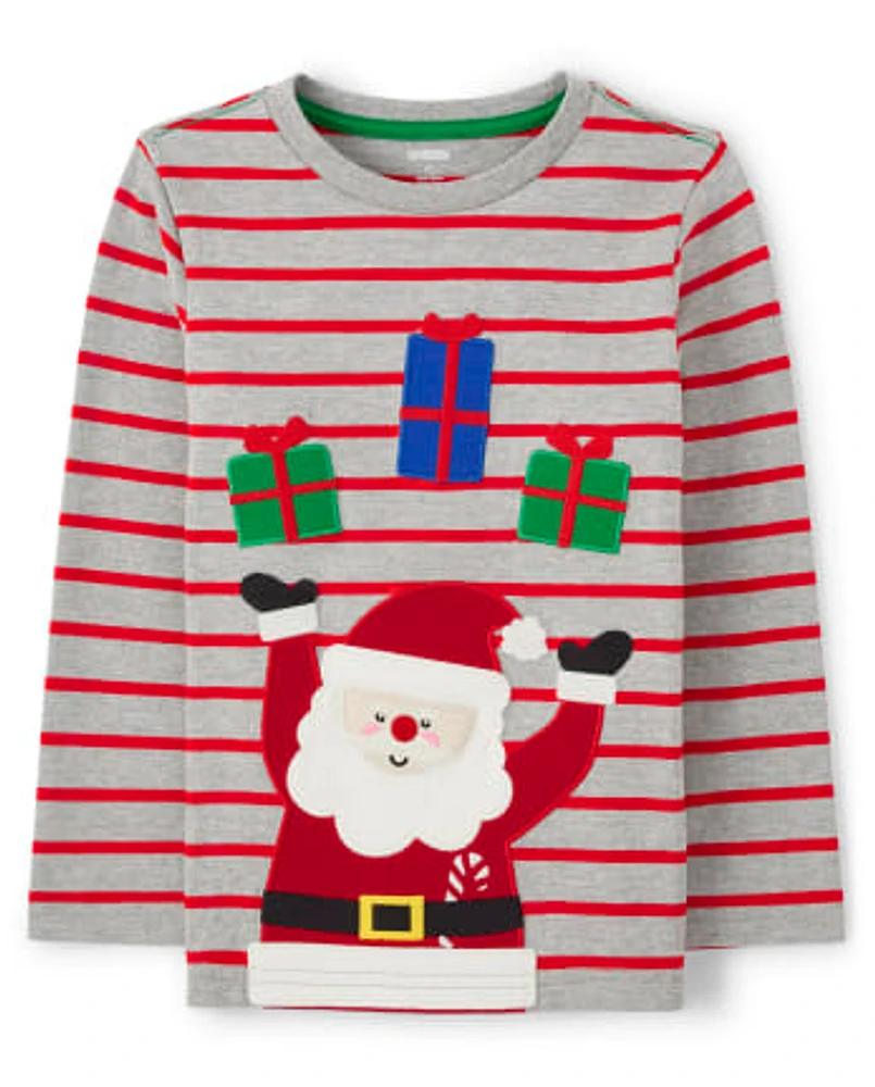 Boys Striped Santa Top - Holiday Express