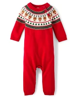 Baby Reindeer Fairisle Sweater Romper - Holiday Express