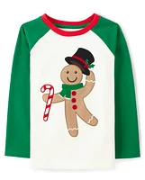 Boys Gingerbread Raglan Top - Holiday Express