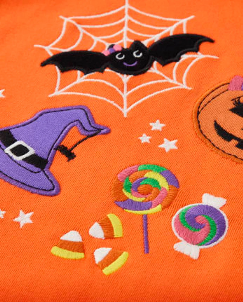 Girls Embroidered Halloween Top - Trick or Treat