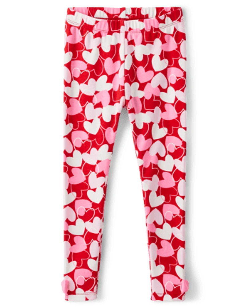 Girls Heart Leggings - Valentine Cutie