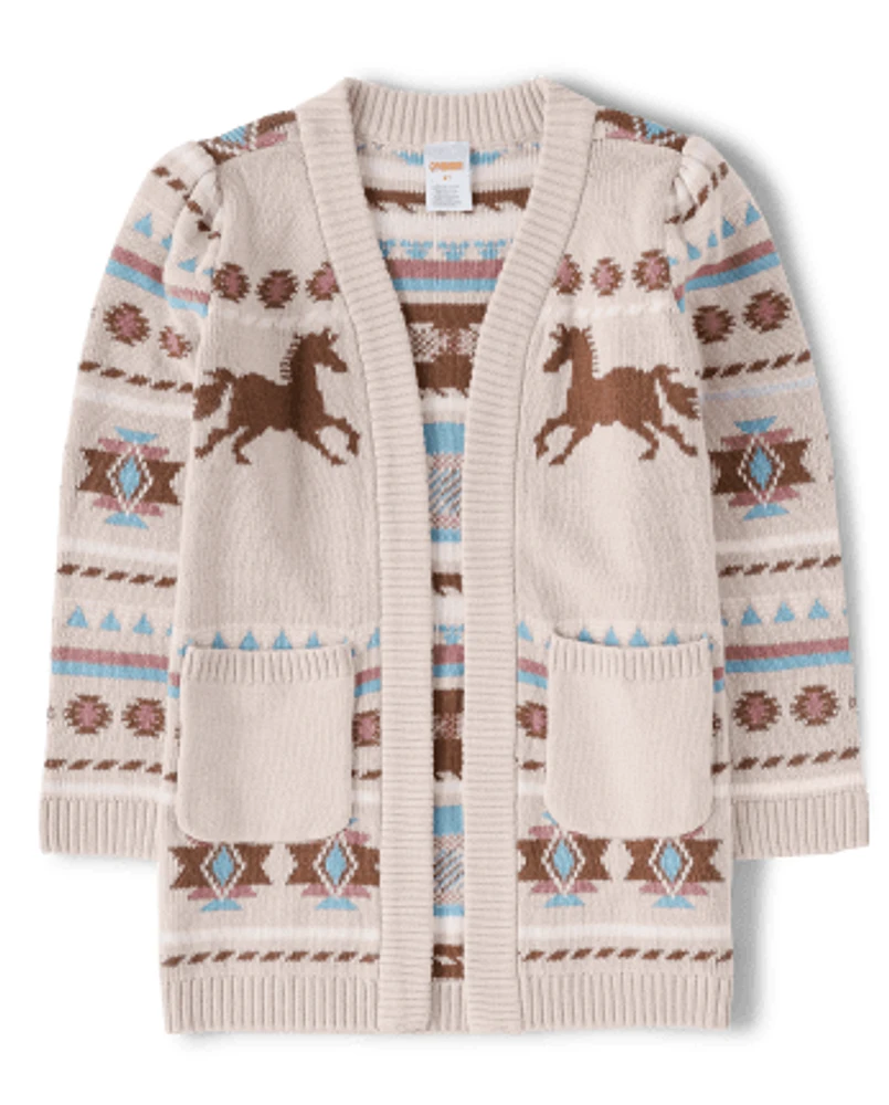 Gilets en jacquard Fille Horse - Little Rocky Mountain