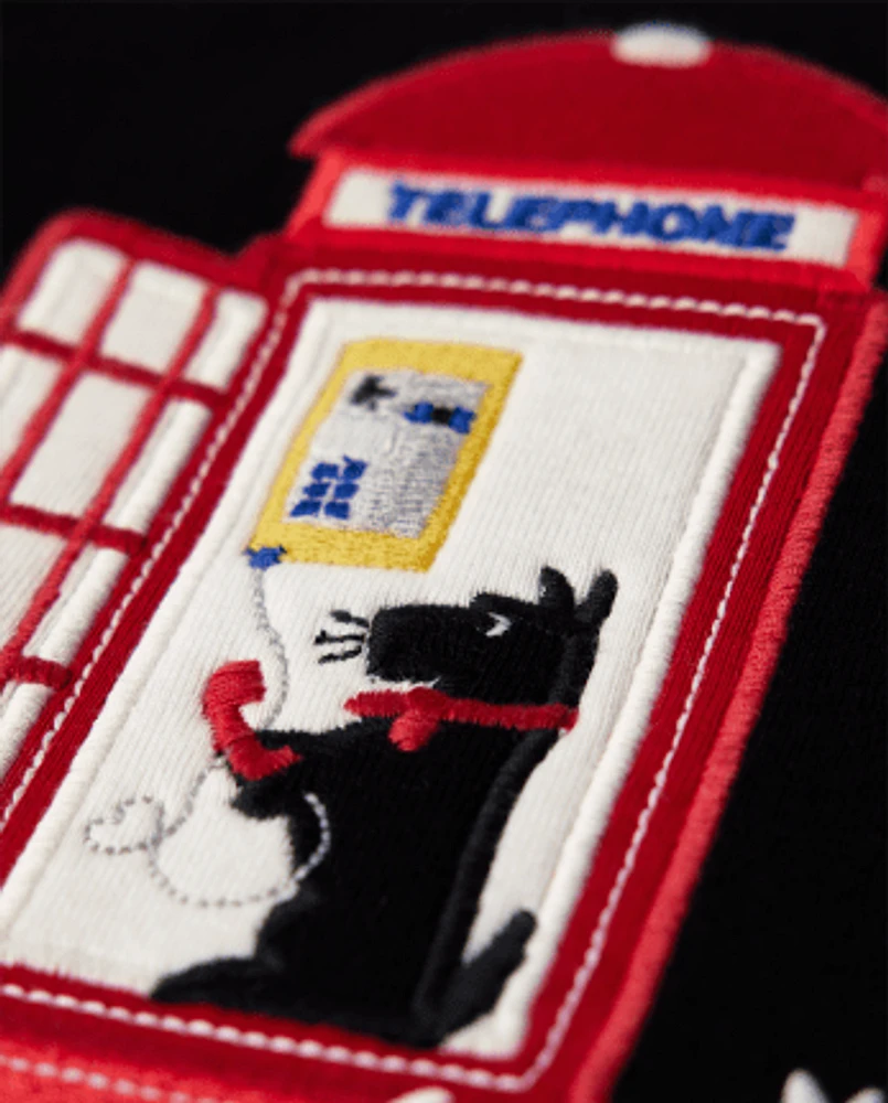 Girls Embroidered Phone Booth Top - London Calling