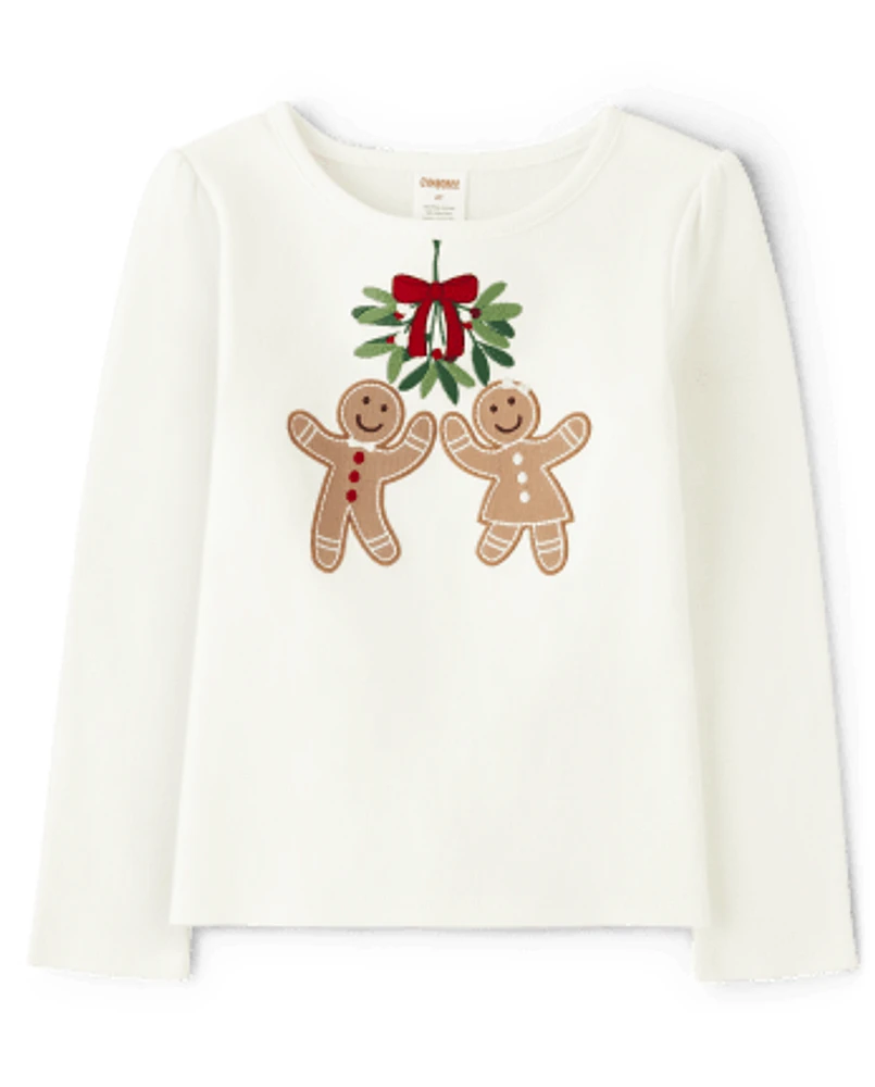 Girls Embroidered Gingerbread Top - House