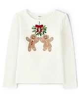 Girls Embroidered Gingerbread Top - House