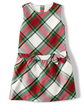 Girls Matching Family Plaid Bow Dress - Celebrations