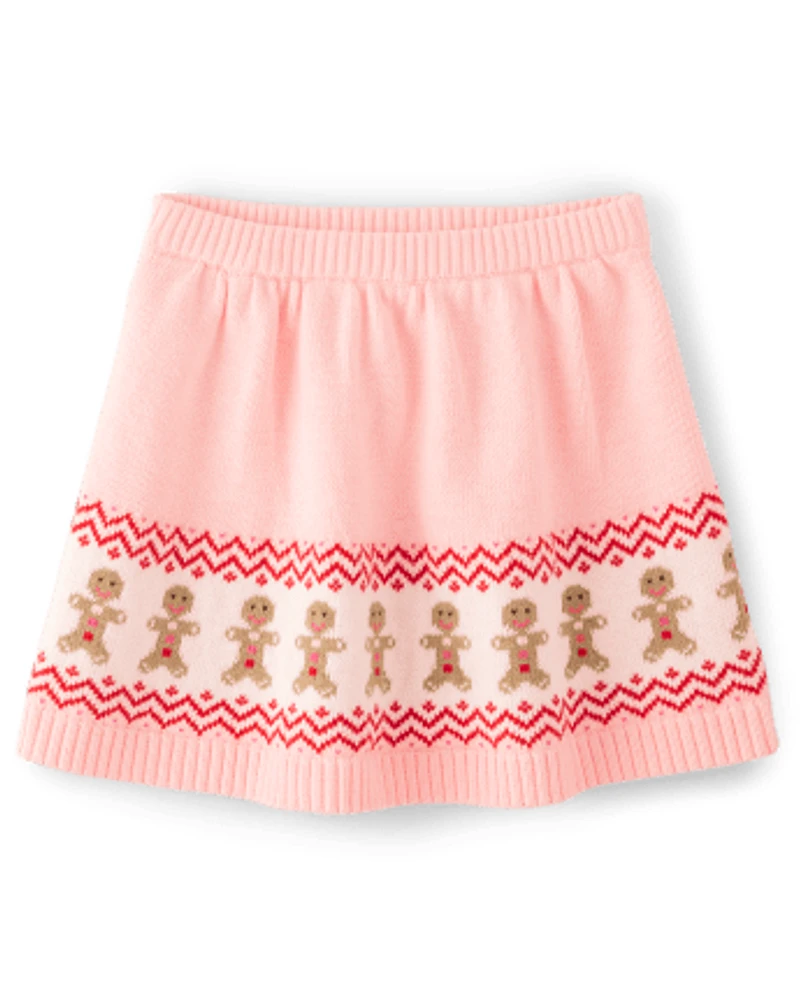 Girls Intarsia Gingerbread Sweater Skirt - House