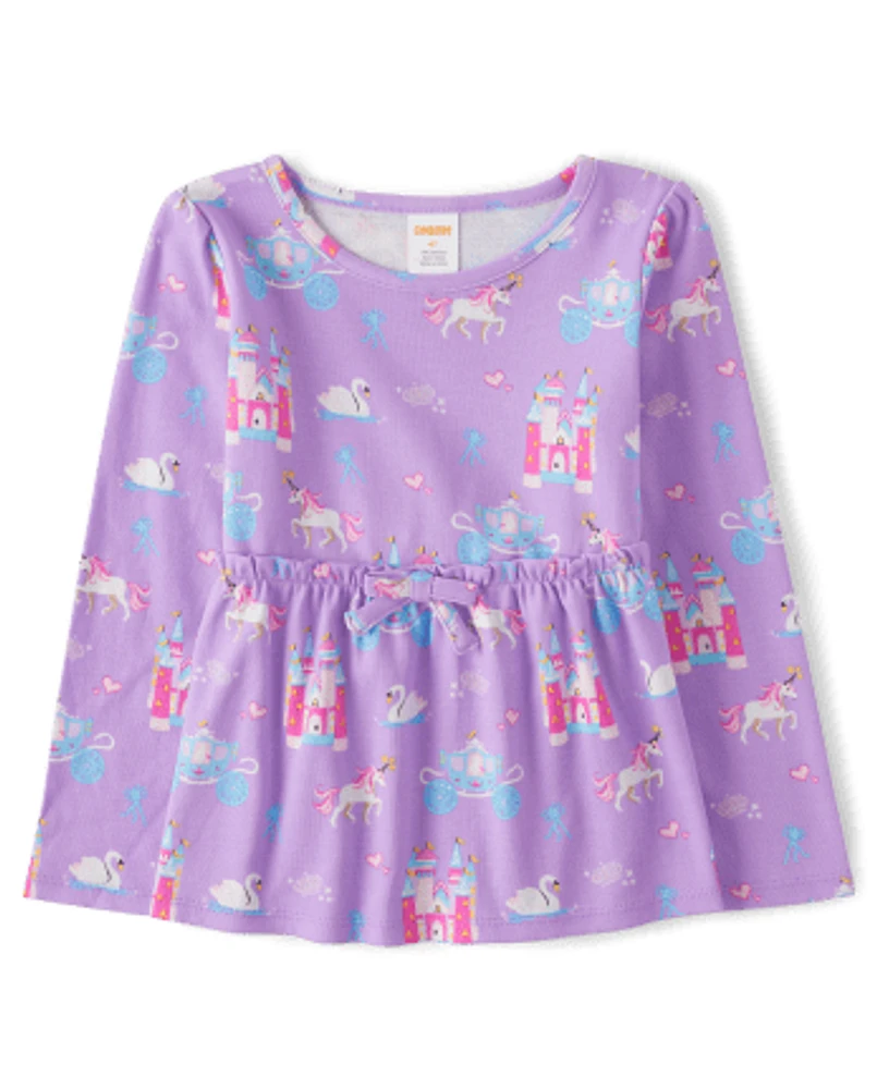 Girls Castle Babydoll Top - Unicorn Princess