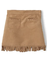 Girls Faux Suede Fringe Skirt - Montana Mountain