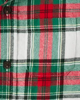 Boys Matching Family Plaid Button Up Shirt