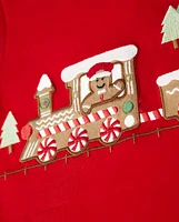 Boys Embroidered Train Layered Top - Gingerbread House